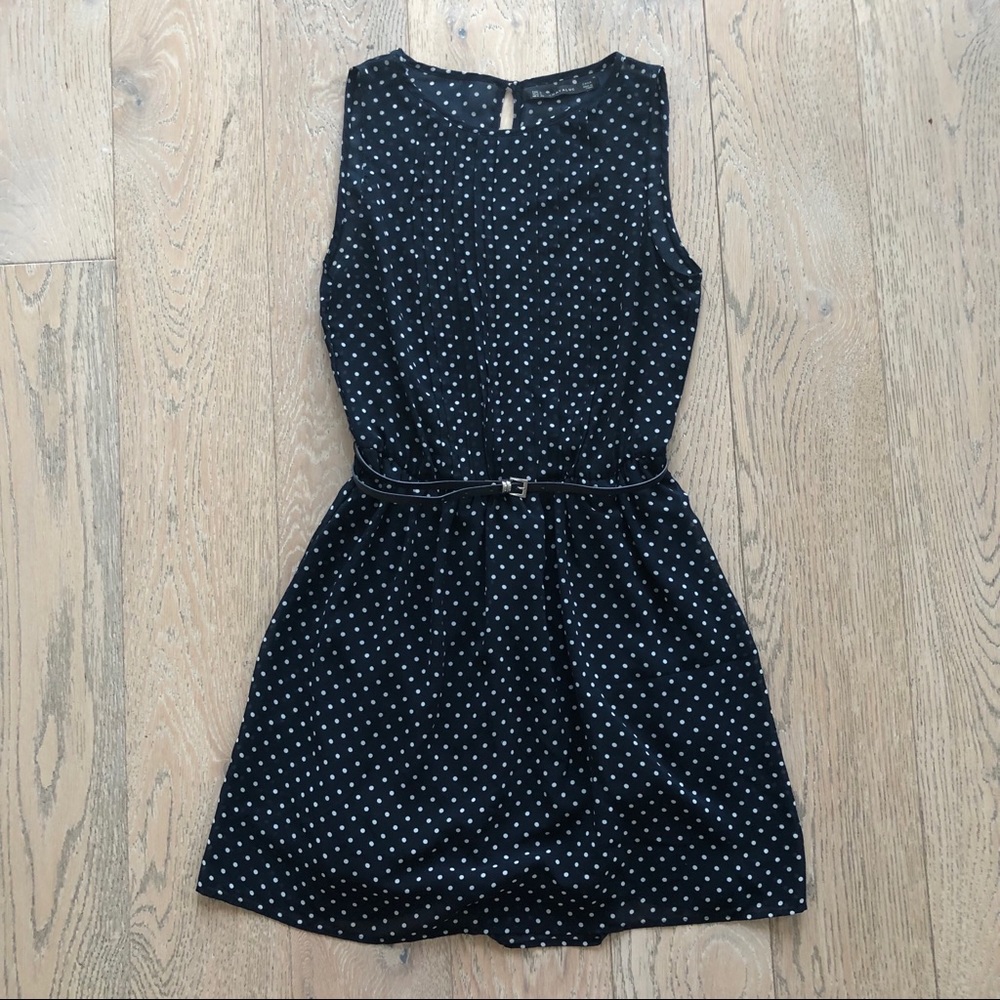 Navy polka dot Zara dress